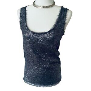 STILE BENETTON Vintage Sexy Sequin Sheer Mesh Tank Women Top - Size S - Gray